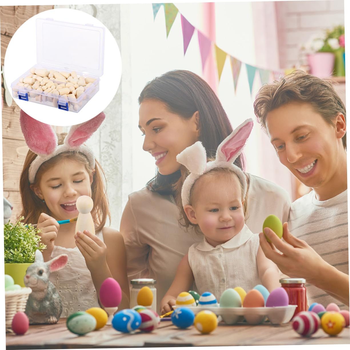 Muñecas de Madera sin Pintar y Manualidades para 55 Piezas Mesa