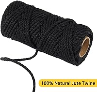 Vista 3 de Cordel de yute natural negro de 0.197 in y 100 pies, para regalo de manualidades, proyectos de manualidades, envoltura, agrupación, embalaje, cordel