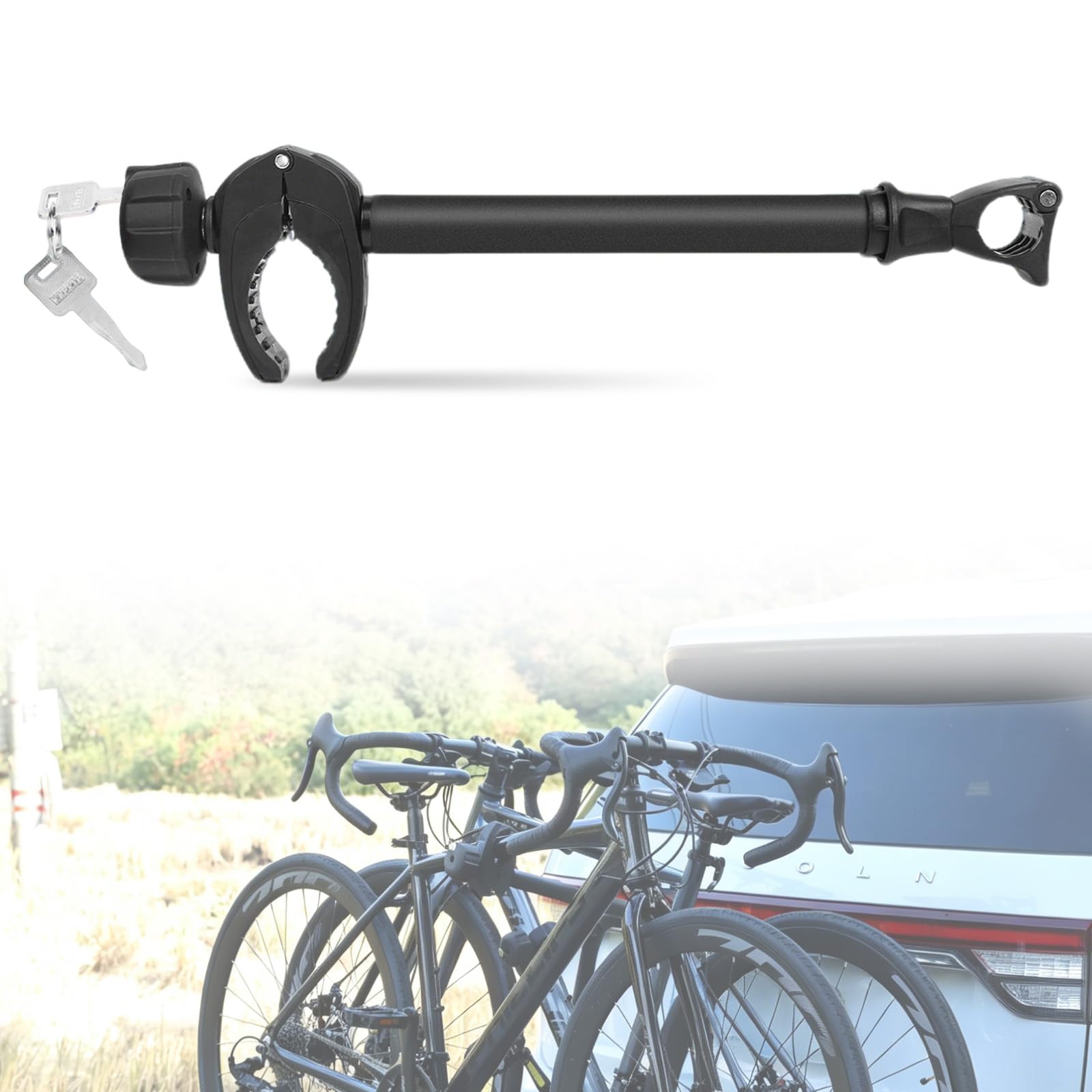 Supporto per telaio corto 45 cm di lunghezza, supporto per bicicletta, portabiciclette, morsetto per camper, con serratura, per tubo a U