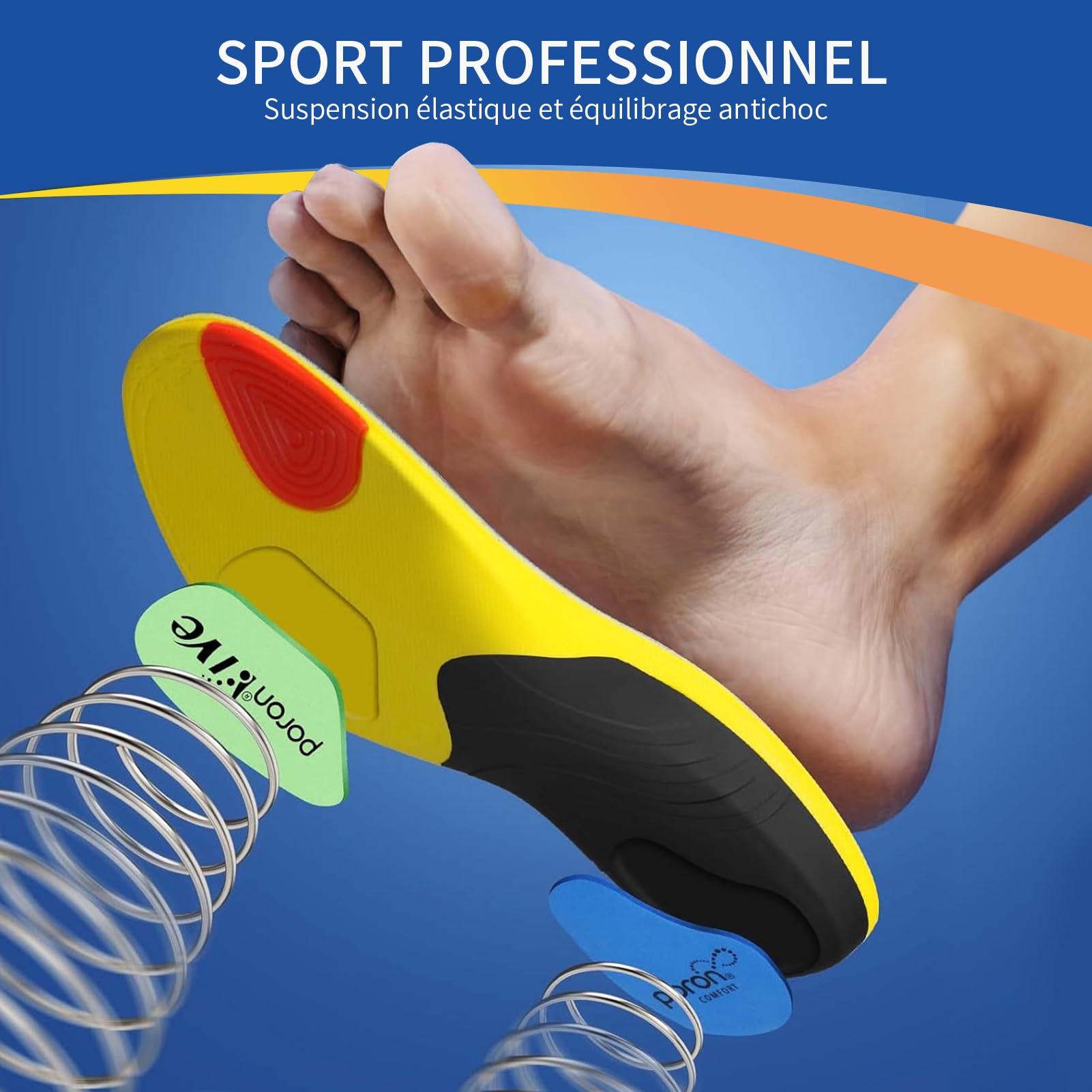 Semelles Sport pour Hommes & Femmes, Dafannis Semelles Soutien Renforcé, Confort Durable, Antidérapantes, Aéré, Amorti Les Chocs, Soulage Voûte et Talons