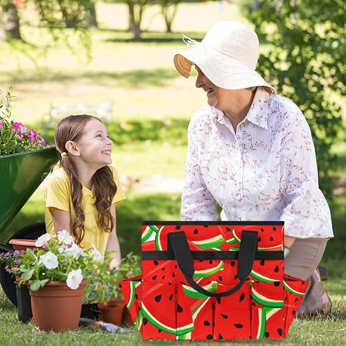 Miniatura 6 de Creative Watermelon Pattern Garden Tool Tote Bag for Women Men Gardening Tool Storage Bags with 10 Pockets Standable Garden Home Tool Kits Organizer