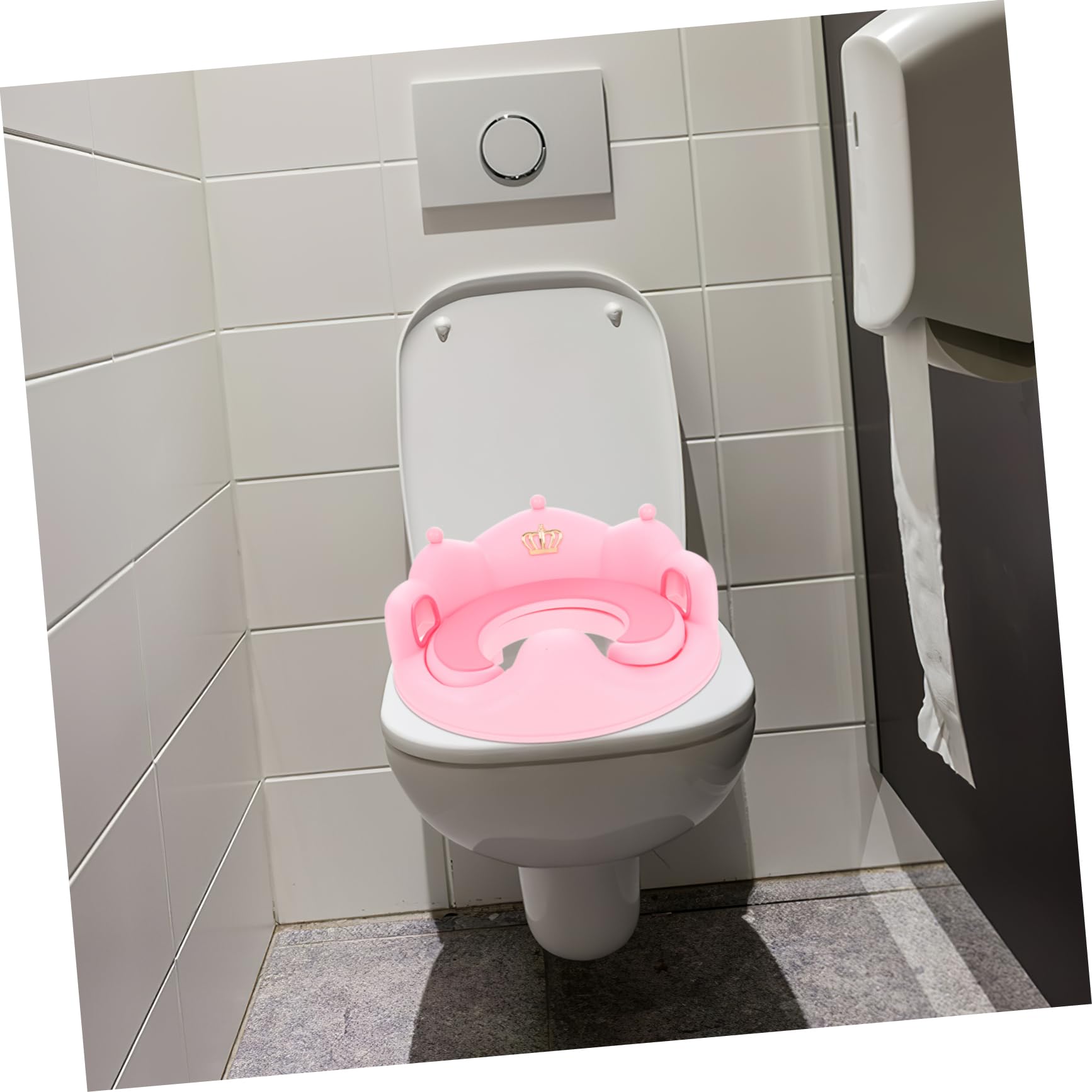 Asiento de Inodoro Infantil Grande Antideslizante con Cojín y Asas para Entrenamiento Niñas Portátil y Duradero Reductor de Wc para Bebés Rosa