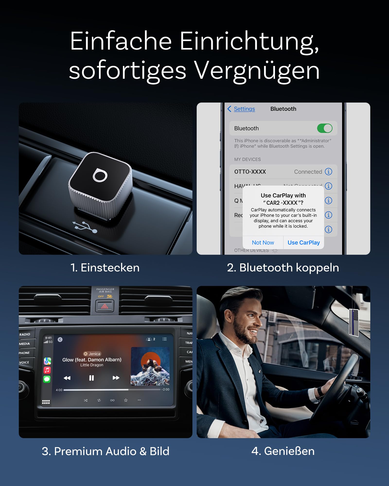 OTTOCAST MINI 3.0 Slim 2026 Upgrade Wireless CarPlay & Android Auto Adapter, 2-in-1 Dongle, Wandelt Kabel auf Wireless um, Schnelle Auto-Connect-Funktion, MINI Cube