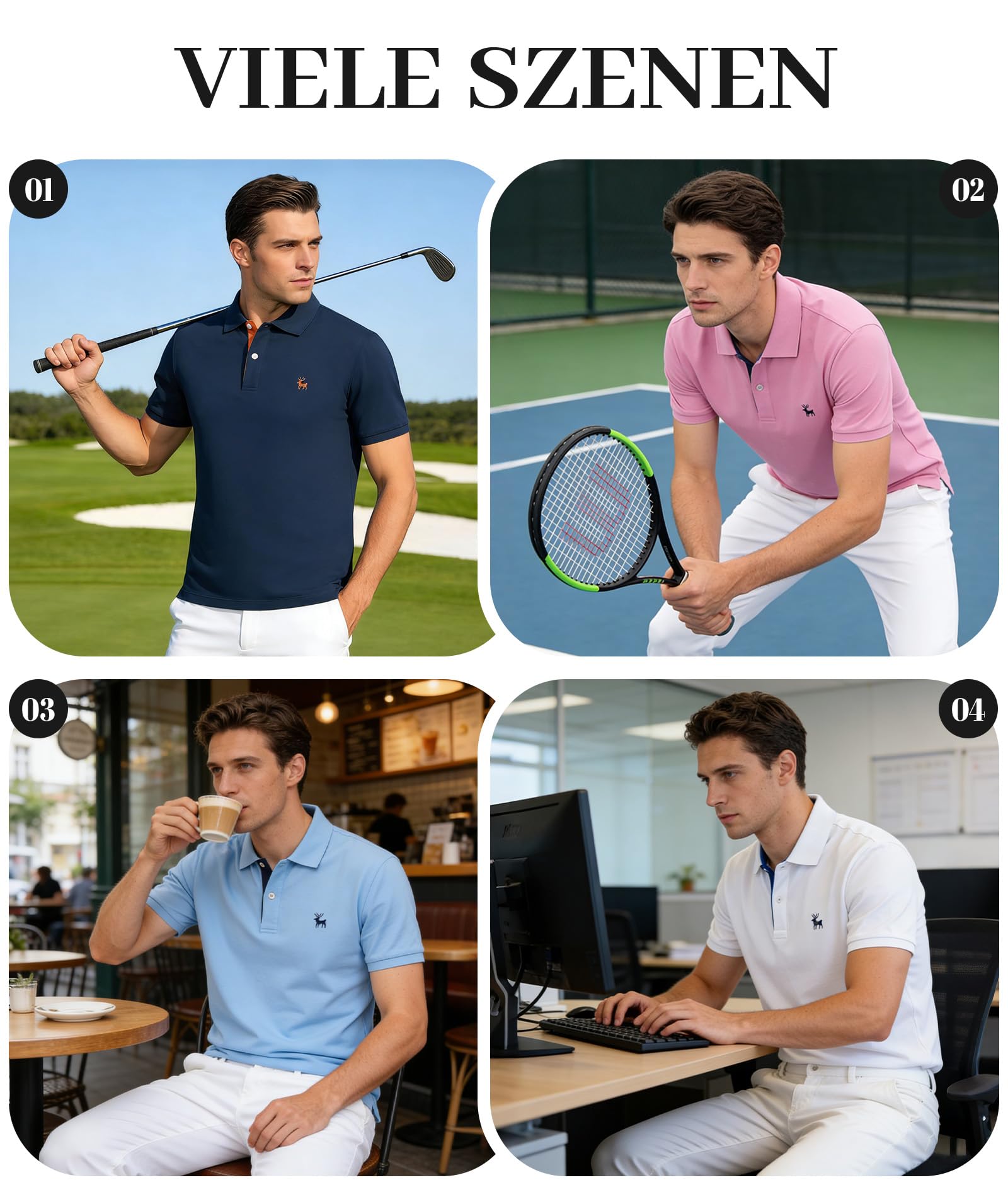 JACKETOWN Polo de Golf de Manga Corta para Hombre Camisa Deportiva Casual de Secado RáPido Camiseta Transpirable para Exterior Polo de Verano para Hombre