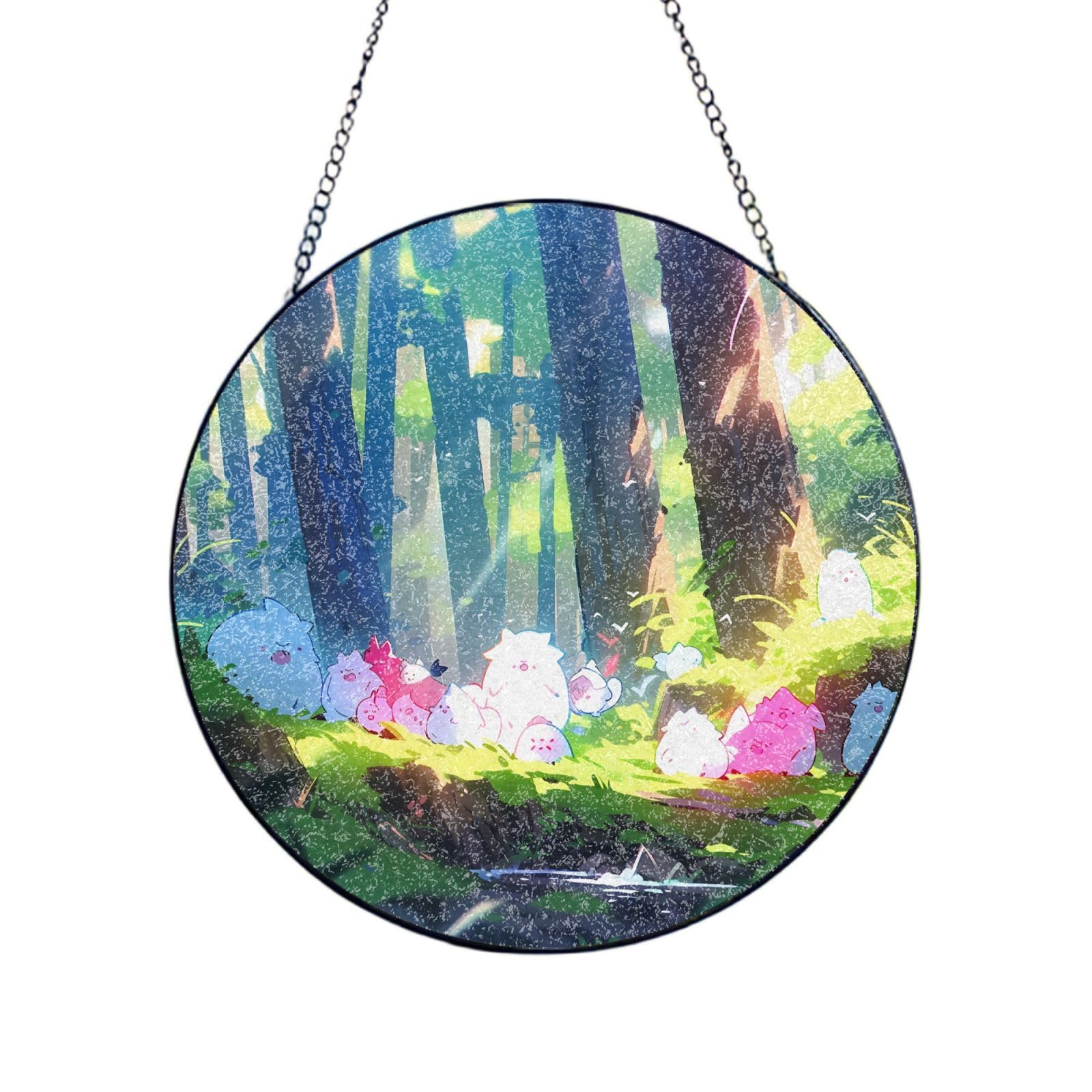 Phayah Bunch Of Cuties. Print Stained Glass Window Hanging Sun Catchers Decoration Mother'S Day Birthday Gifts For Home Garden Porch 4in（10cm）