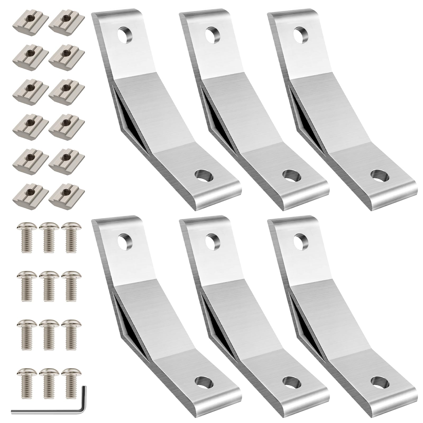 iMetrx 30x30 Verbinder 135 Grad Aluwinkel Sliber Innenwinkel 6 Stk für 3030 Aluminium Extrusion Profil