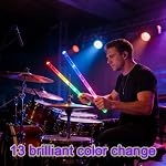 Bright LED Light Up Drumsticks, Rechargeable 13 Color Changing Drum Sticks with USB Charge Wire, Glow in The Dark Drum Sticks for Professional Musical Practice, Drummer Gifts Personalized Drumstick