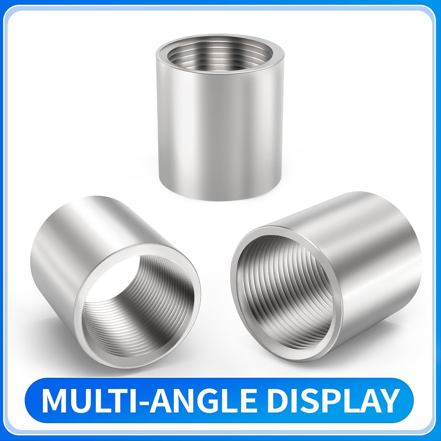 ChillWaves 304 Stainless Steel Cast Pipe Fitting, Coupling 1" NPT Female x 1" NPT Female Thread Adapter(12-PACK)