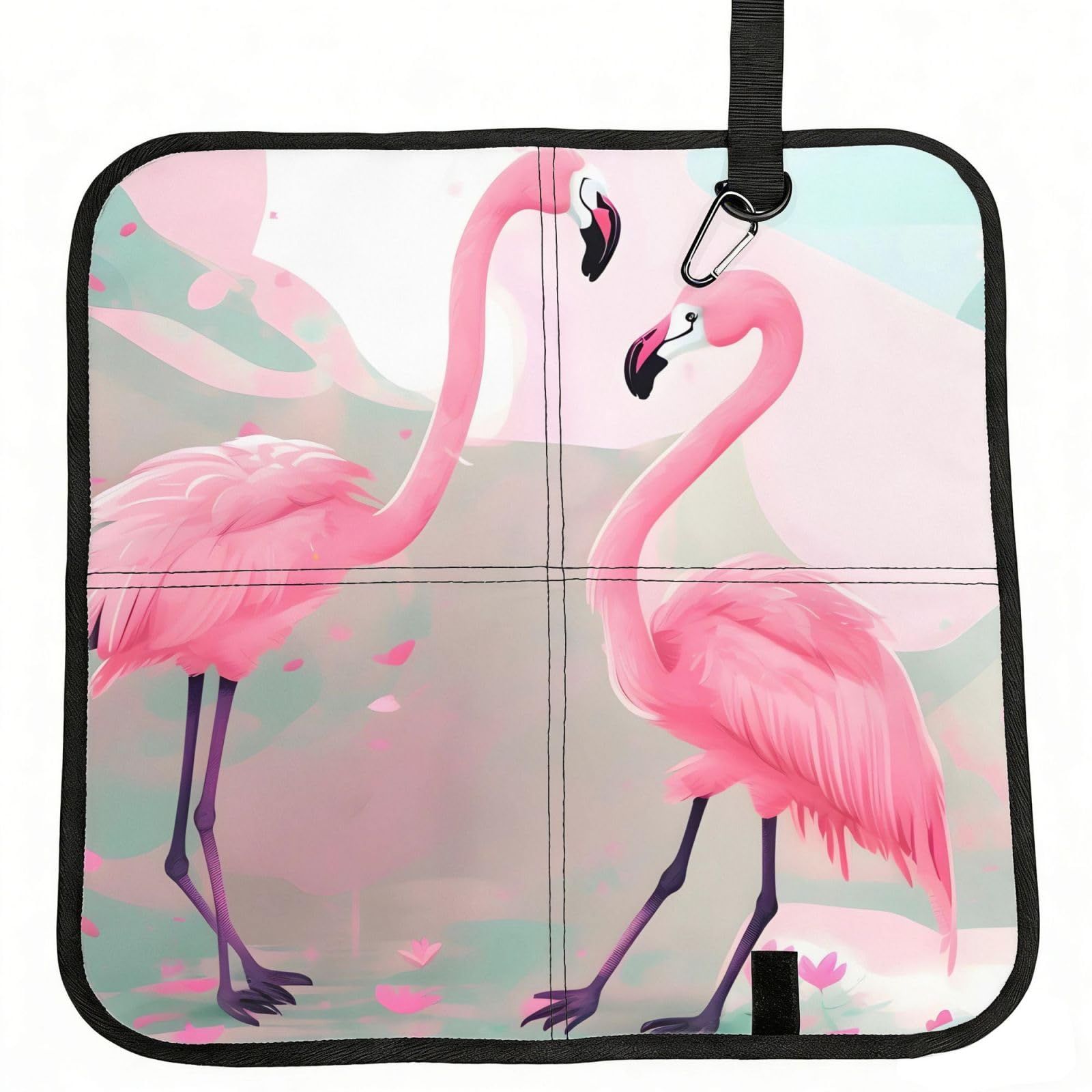 MROWYC Love Flamingo Printed Foldable Seat Cushion - Portable with Carabiner, for Stadium, Camping, Hiking