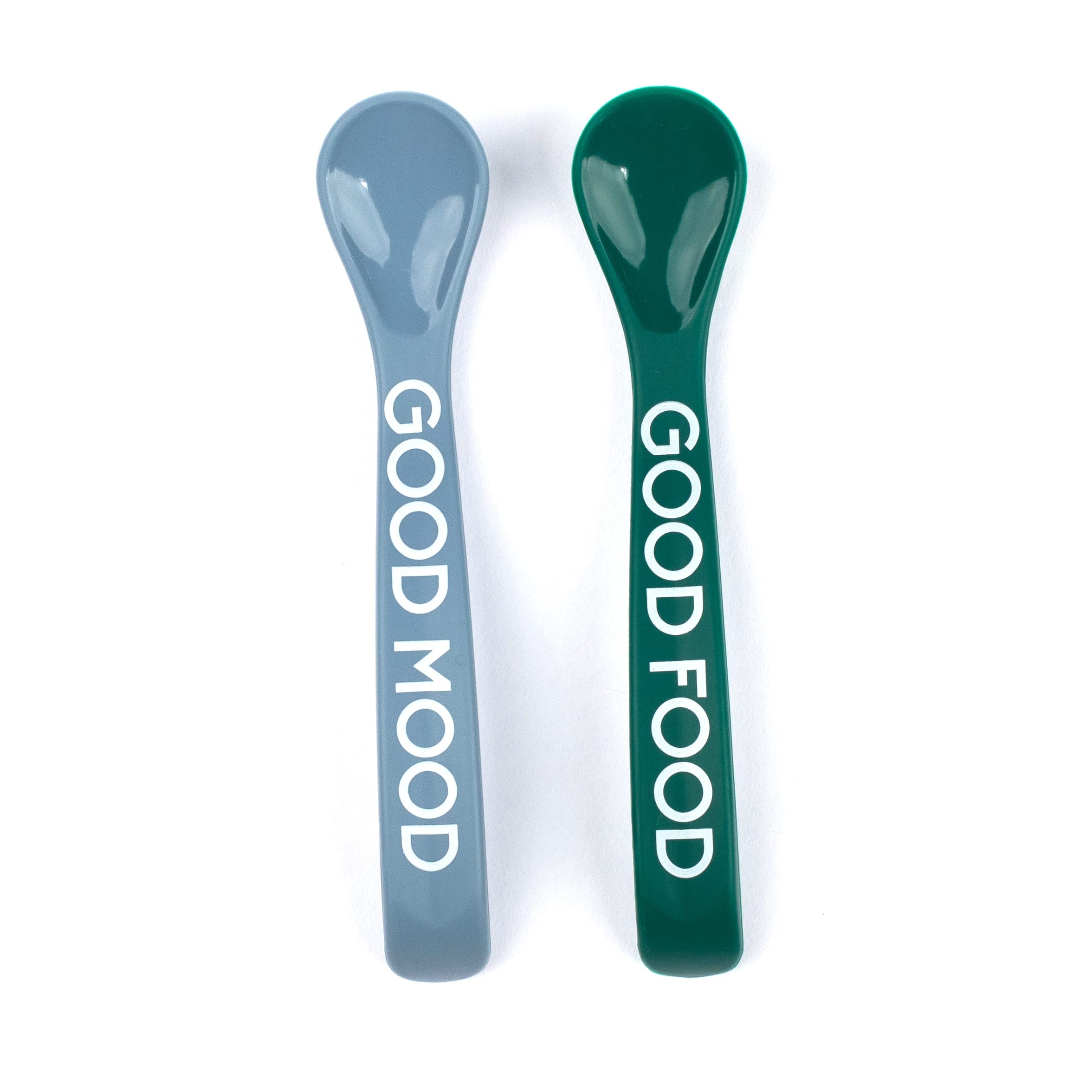 Bella Tunno Wonder Spoons - Soft Baby Spoon Set Safe for Baby Teething & Toddler Spoons, Food-Grade BPA Free Silicone Self Feeding Spoon 2pk, Good Mood/Good Food, One Size (WS29)