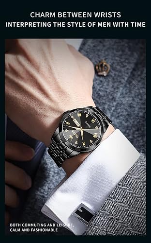 Miniatura 3 de OLEVS - Reloj de pulsera para hombre, de acero inoxidable, analógico, de cuarzo, con fecha, de fácil lectura, con diamantes, impermeable, elegante,