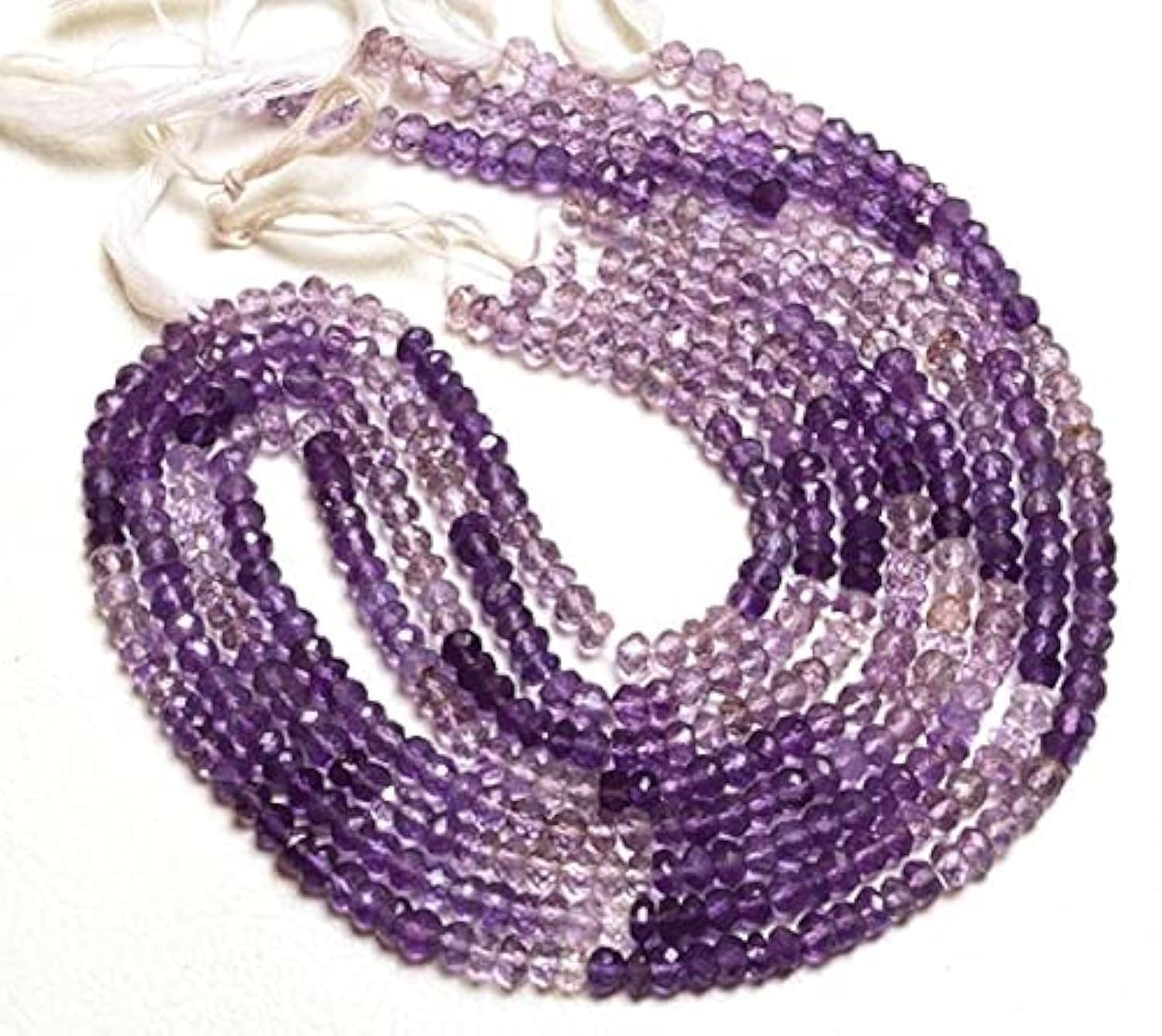 Améthyste naturelle africaine en perles rondelles facettées haut de gamme pour bijoux