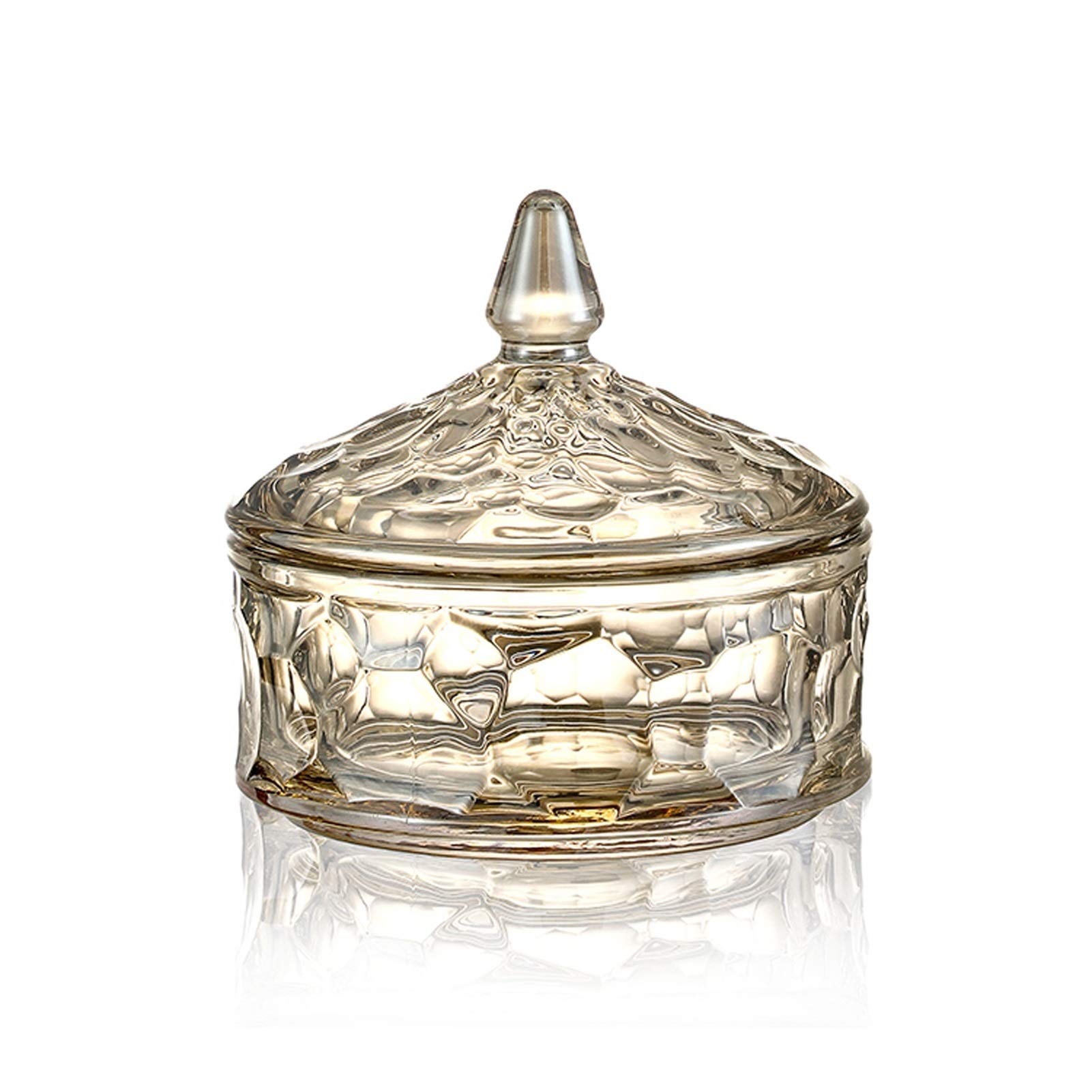 FGJsfhrDTU Glass Storage Jars, With Lid Crystal Glass Jar Coffee Cube Sugar Bowl with Multiple Layers Candy jar(B)