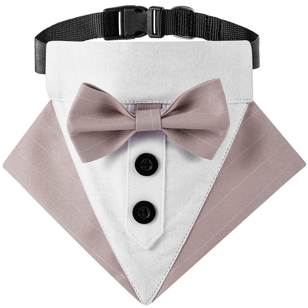 BT Bear Dog Tuxedo Collar Bandana,Formal Dog Wedding Bandana Collar Birthday Costume for Cats Puppy Small Dogs Outfit Party,Festival,Pink_S