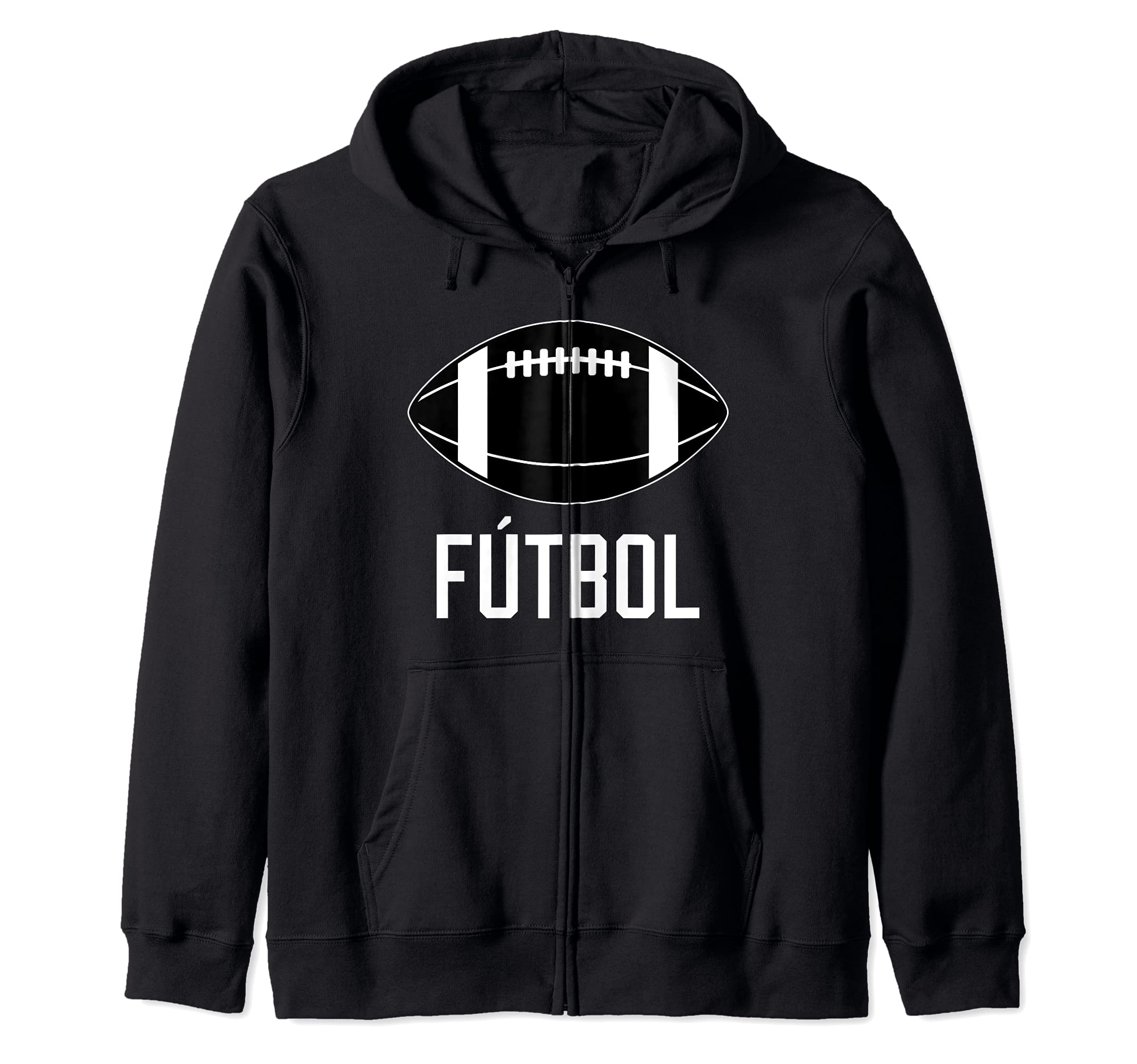 Futbol American Football Soccer Sports Fans Humor Zip Hoodie, Black