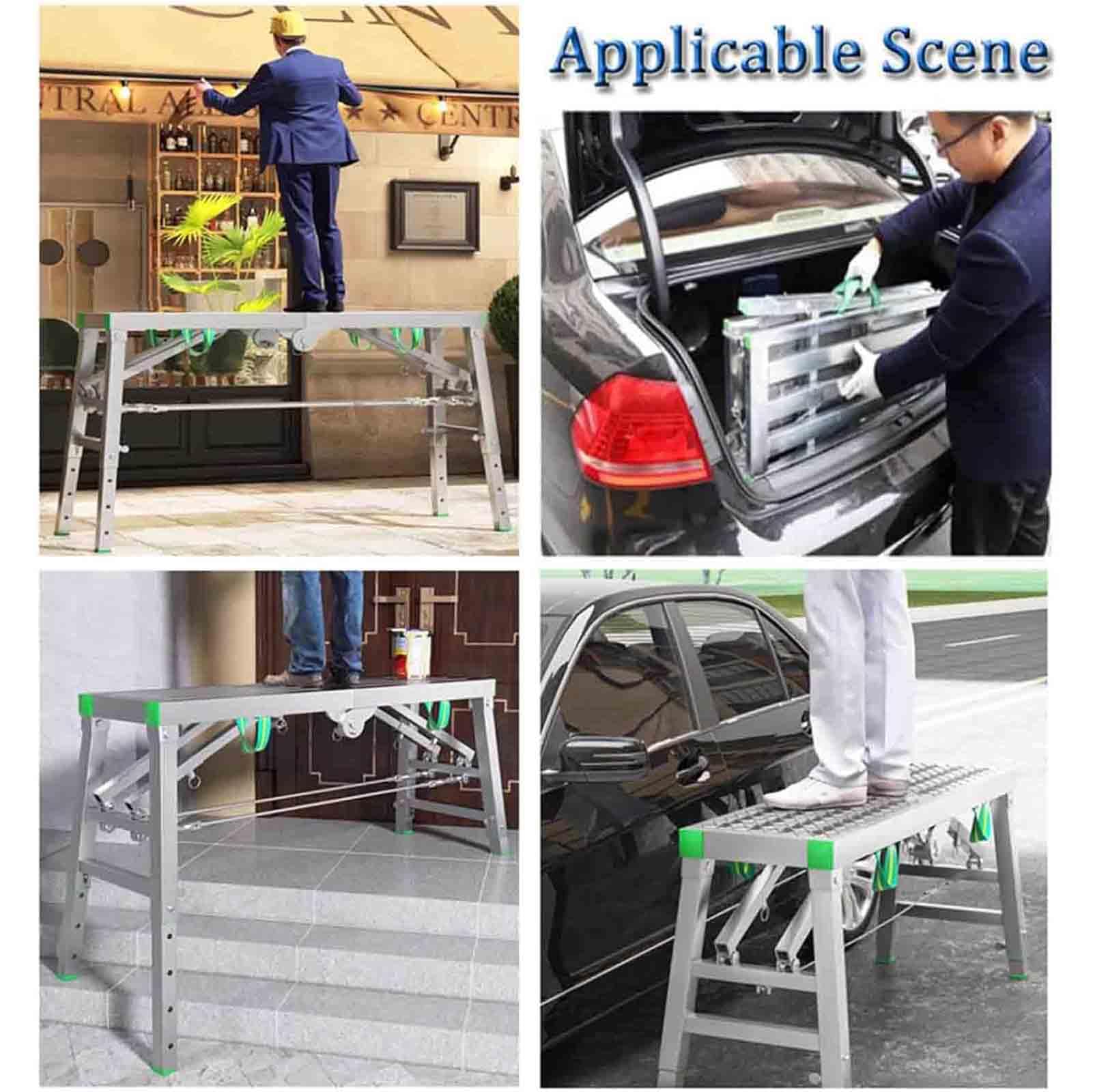 Plataforma de trabajo plegable y ajustable, andamio portátil, capacidad de 400 kg, para renovación del hogar