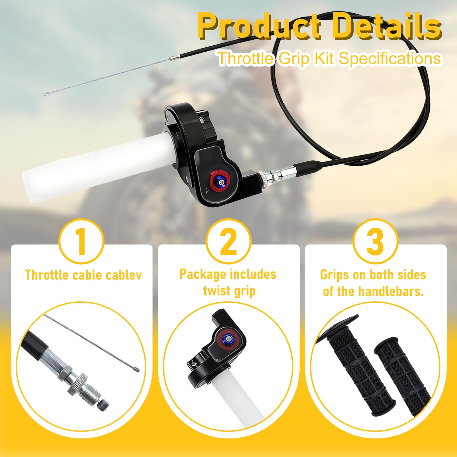 Manopola dell'Acceleratore Kit con 1.2M Cavo Acceleratore Moto e 2 Manopola Acceleratore 7/8 Pollici 22mm Comando Gas Rapido Moto per 5 110 125 150 200 250cc Dirt Pit Bike Mini Bike ATV