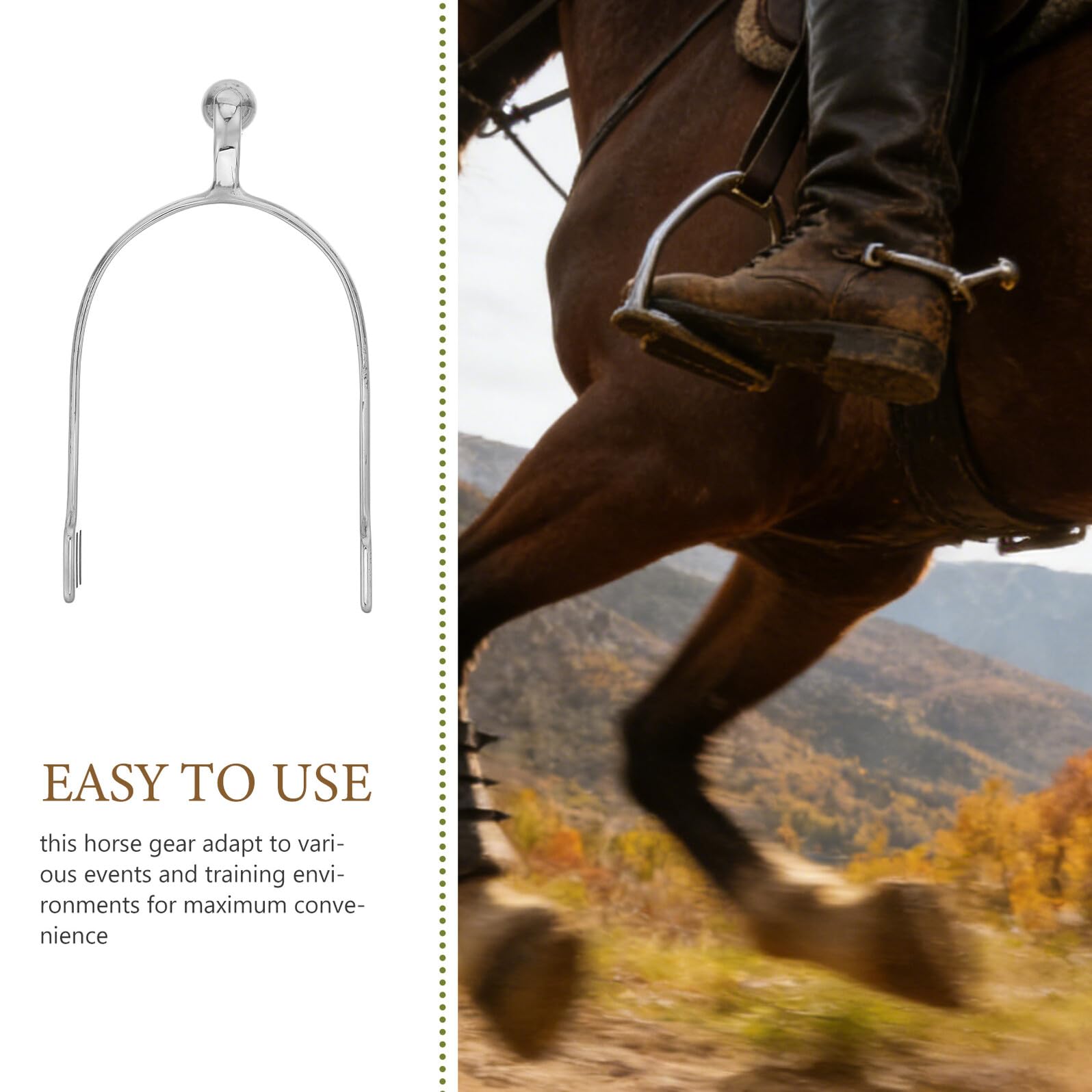Abaodam Speroni Inglesi in Acciaio Inossidabile con Sfera Rotante per Equitazione Maschile – Accessorio Equestre Regolabile per Allenamento Cavalli e Utilizzo in Eventi Sportivi e Ranch