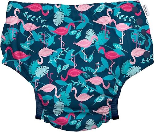 i play. by green sprouts - Pañal de natación reutilizable con refuerzos, UPF 50, diseño patentado, certificado Standard 100 por OEKO-TEX, flamencos
