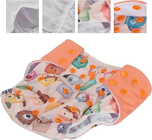 Miniatura 3 de Pañal reutilizable para bebé, talla única, ajustable, pañales de tela lavables para recién nacidos (dibujos animados)