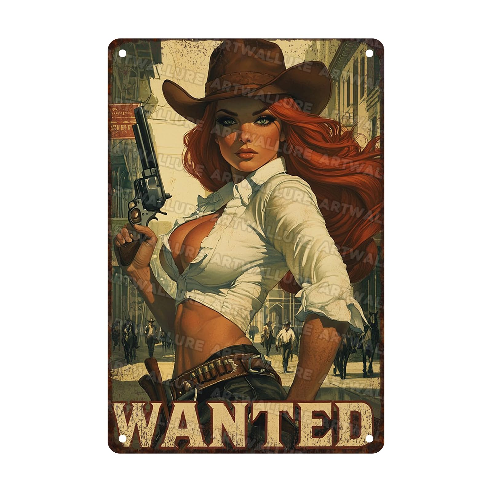 Anceky Vintage Signs Cowgirl Wanted Metal Tin Sign Funny Wall Decor For Kitcen Garage Farmhouse Backyard Home 12×8 Inch