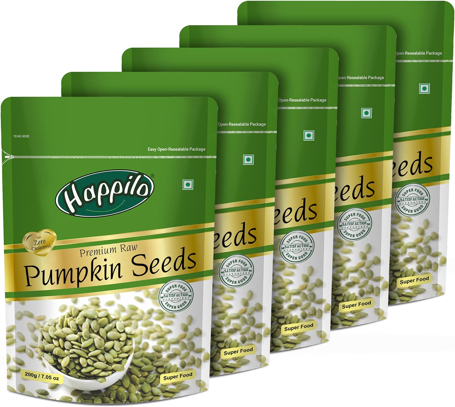 HappiloPremium Pumpkin Seeds & All Natural (Pack of 5) 200g