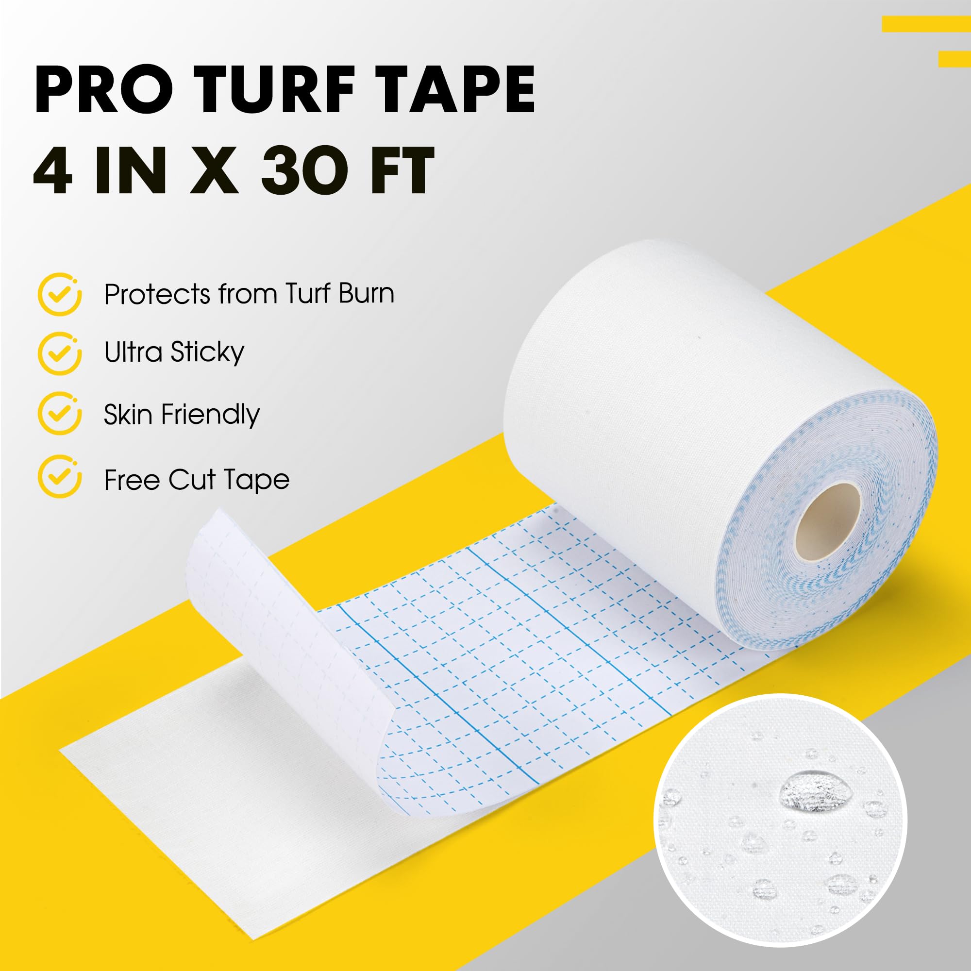 1 Roll Football Turf Tape for Turf Burn - Extra Wide Kinesiology Tape for Arm, Knee, Shoulder, Ankle, and Back - White Athletic Sports Tape - 4 in x 30 Ft
