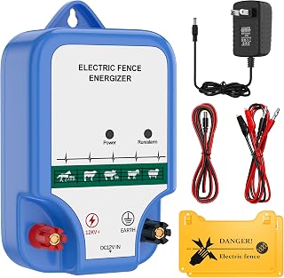Electric Fence Charger - 12 kV 3 Joules High-Power Electric Fence Energizer for Livestock, Pets, Poultry, Gardens & Orchards,AC/12V/Solar Powered, Livestock, Pet, Poultry, Gardens, Orchards Protection