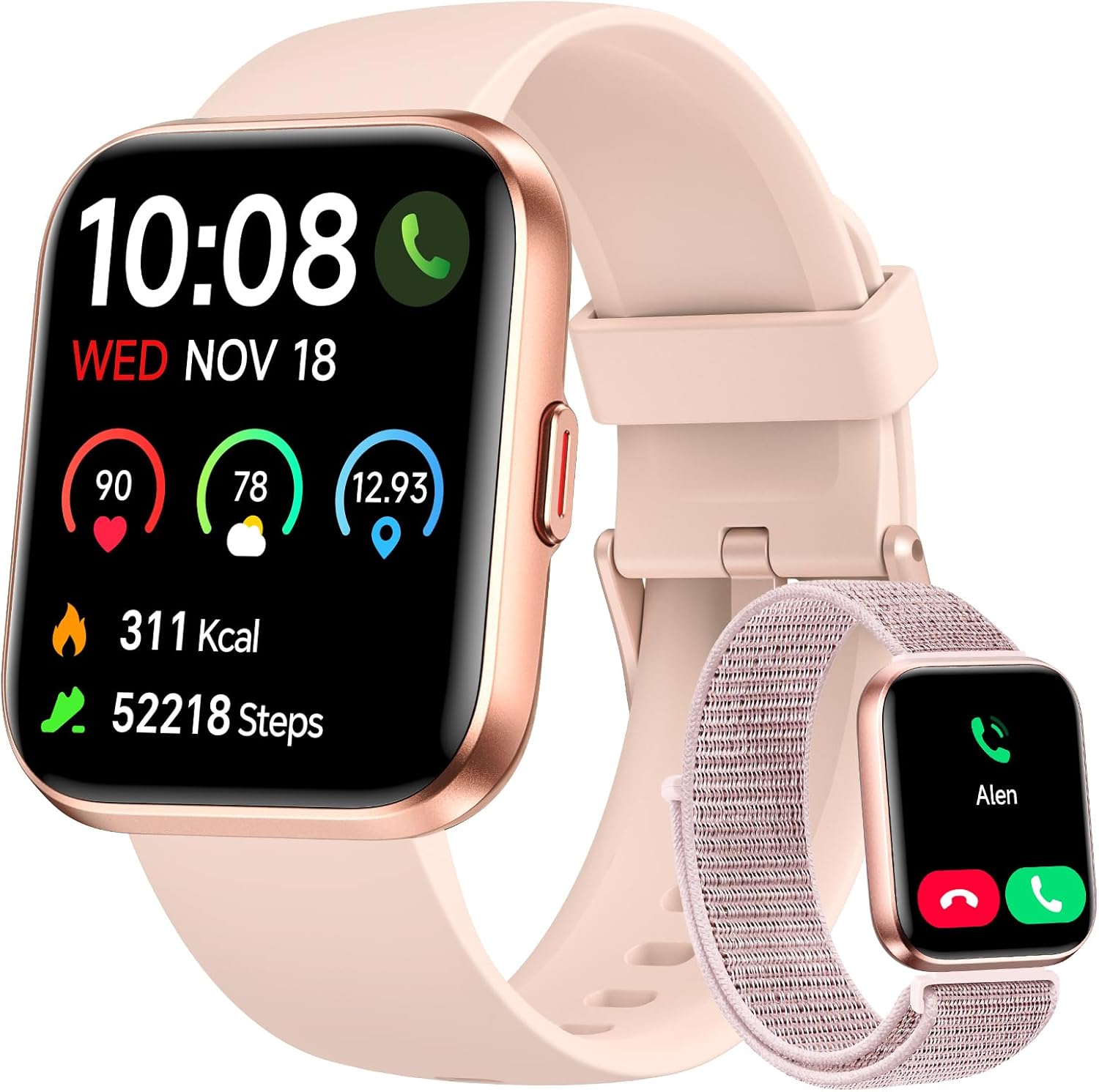 Smart Watch for Women, Answer/Make Calls, Alexa Built-in, 1.85" Touch Screen Fitness Tracker for Android & iPhone, Heart Rate/Sleep/SpO2 Monitor Smartwatch, Waterproof (Rose Gold)