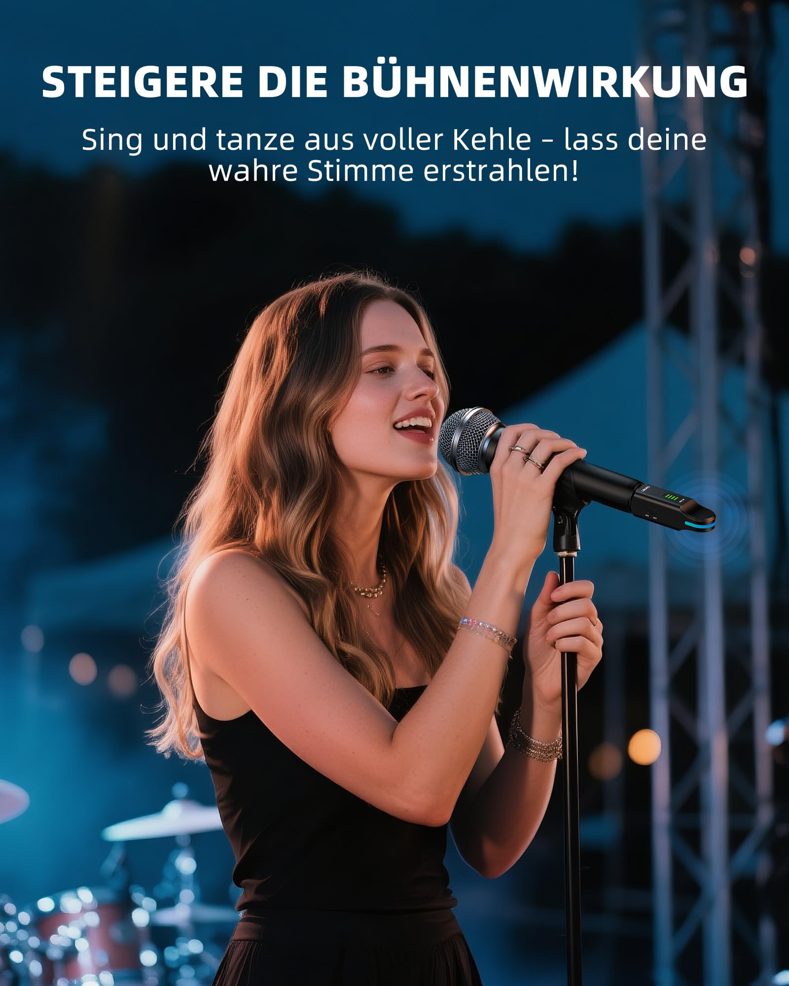 LEKATO 2,4 GHz Funkmikrofonsystem, XLR Sender Empfänger, 48V Phantomspeisung, für Kondensator & Dynamische Mikrofone, Plug & Play, 8 Std. Laufzeit, geeignet für PA, Mischpult, Live Auftritte (MW-20)