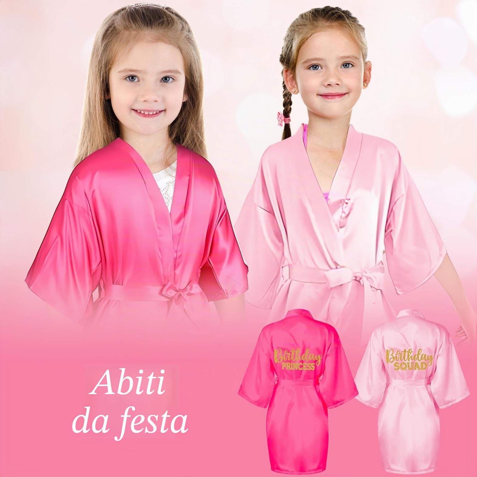 7 accappatoi per ragazze di compleanno, abito da principessa, per feste termali, kimono in raso, per ragazze e donne, per compleanno, pigiama party, lavaggio doccia