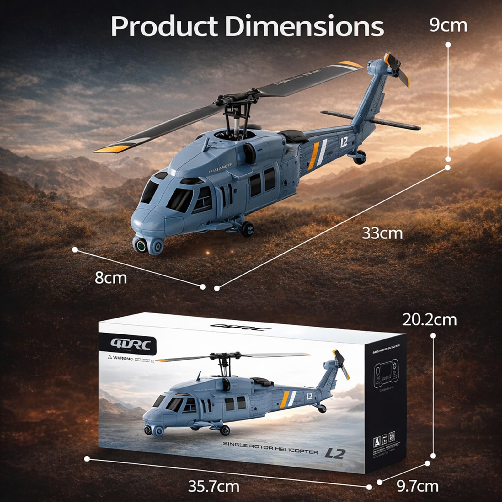 RC Hubschrauber Brushless 4CH intelligenter Ferngesteuerter Hubschrauber mit eingebautem HD-Display-Controller und GPS Optical Flow für Erwachsene 2 Akkus