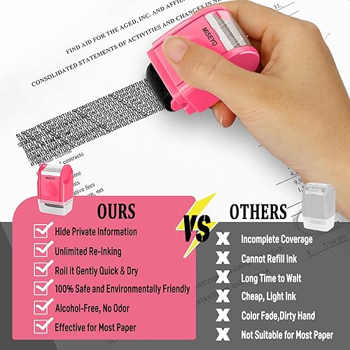 Miniatura 9 de Miseyo Protección contra robo de identidad sellos anchos y mini rodillos (melocotón) para privacidad de identificación de código de barras de datos