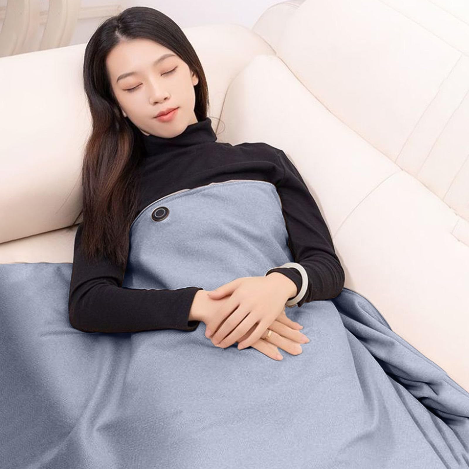 Coperta riscaldata USB, coperta riscaldata portatile, 3 livelli di riscaldamento, coperta riscaldata da campeggio, lavabile in lavatrice, morbida e confortevole, coperta elettrica senza fili