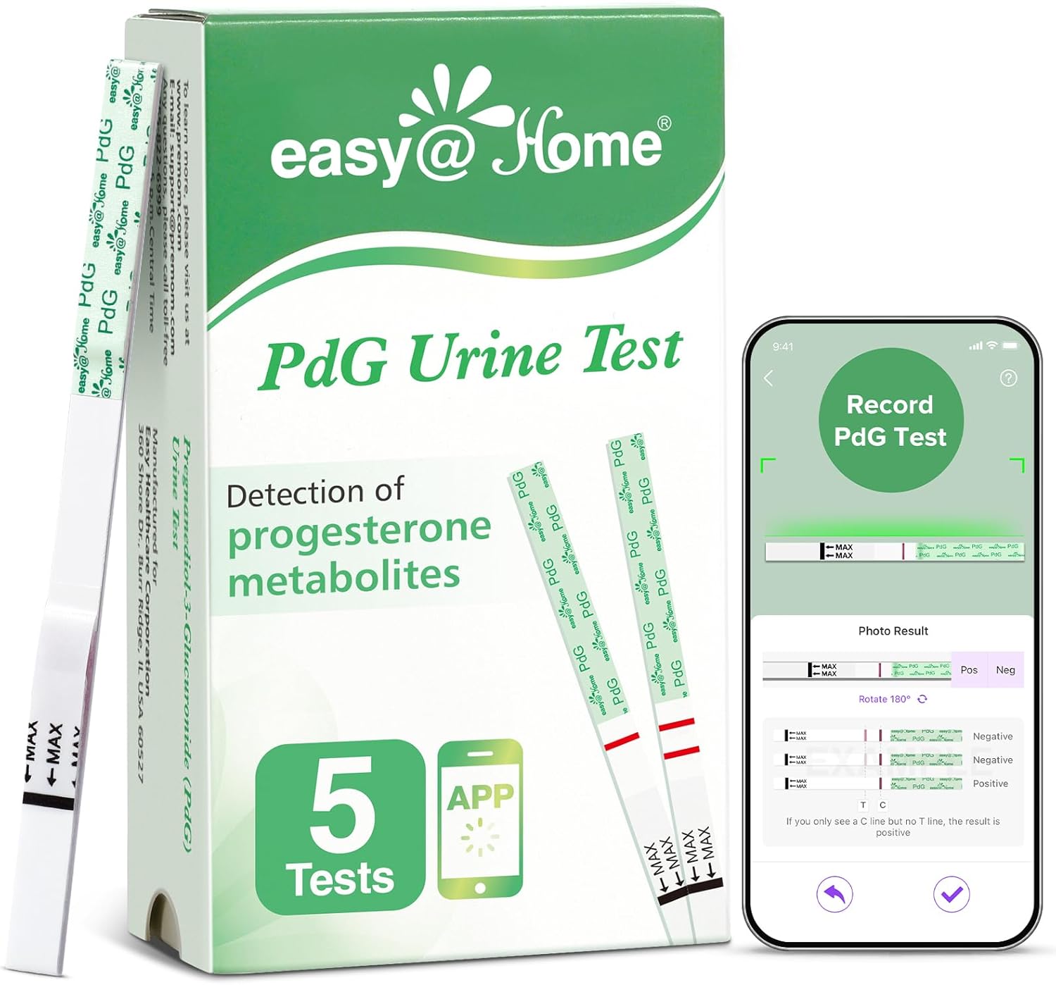 Easy@Home 50 Ovulation Test Strips & 5 PdG Urine Tests to Track Ovulation