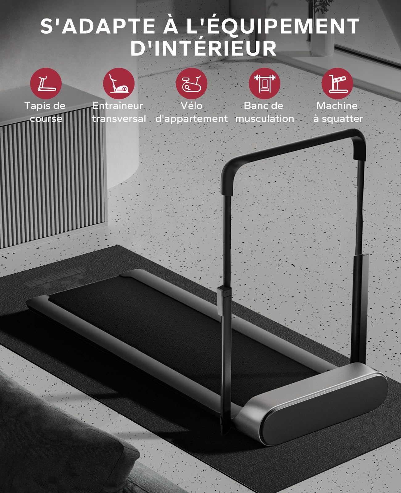 HAPBEAR Tapis de Protection -152x76/183x92/213x92x0.6cm, Antidérapant pour Appareils de Fitness, Tapis de Course, Vélos Stationnaires, Elliptiques, Bancs de Musculation, Appareils de Gymnastique