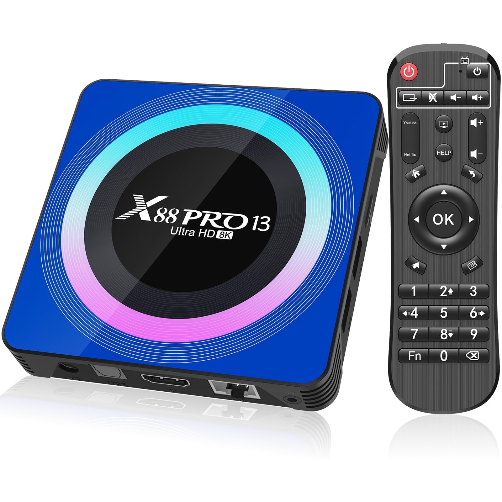 Android 13.0 TV Box, RK3528 Quad-Core con 4 GB di RAM e 128 GB di ROM, 8K HD Smart TV Box, compatibile con WiFi Dual Band 2.4G/5G, BT 5.0 e H.265 per lettore multimediale