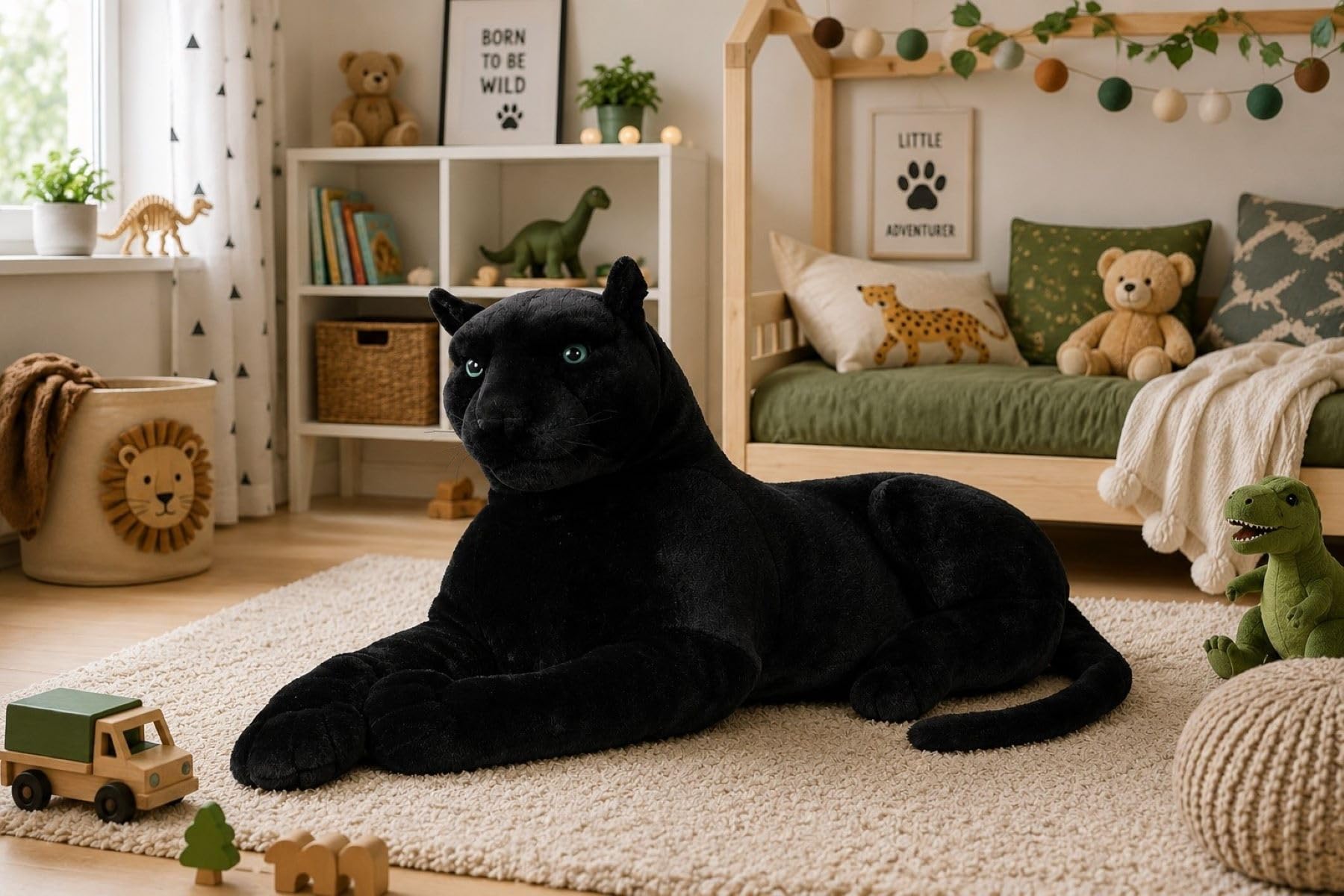 Geschenkestadl XXL Panther liegend Plüschtier 1,10 m | Kuscheltier, Dekotier, Wildtier Deko, Wohnaccessoire