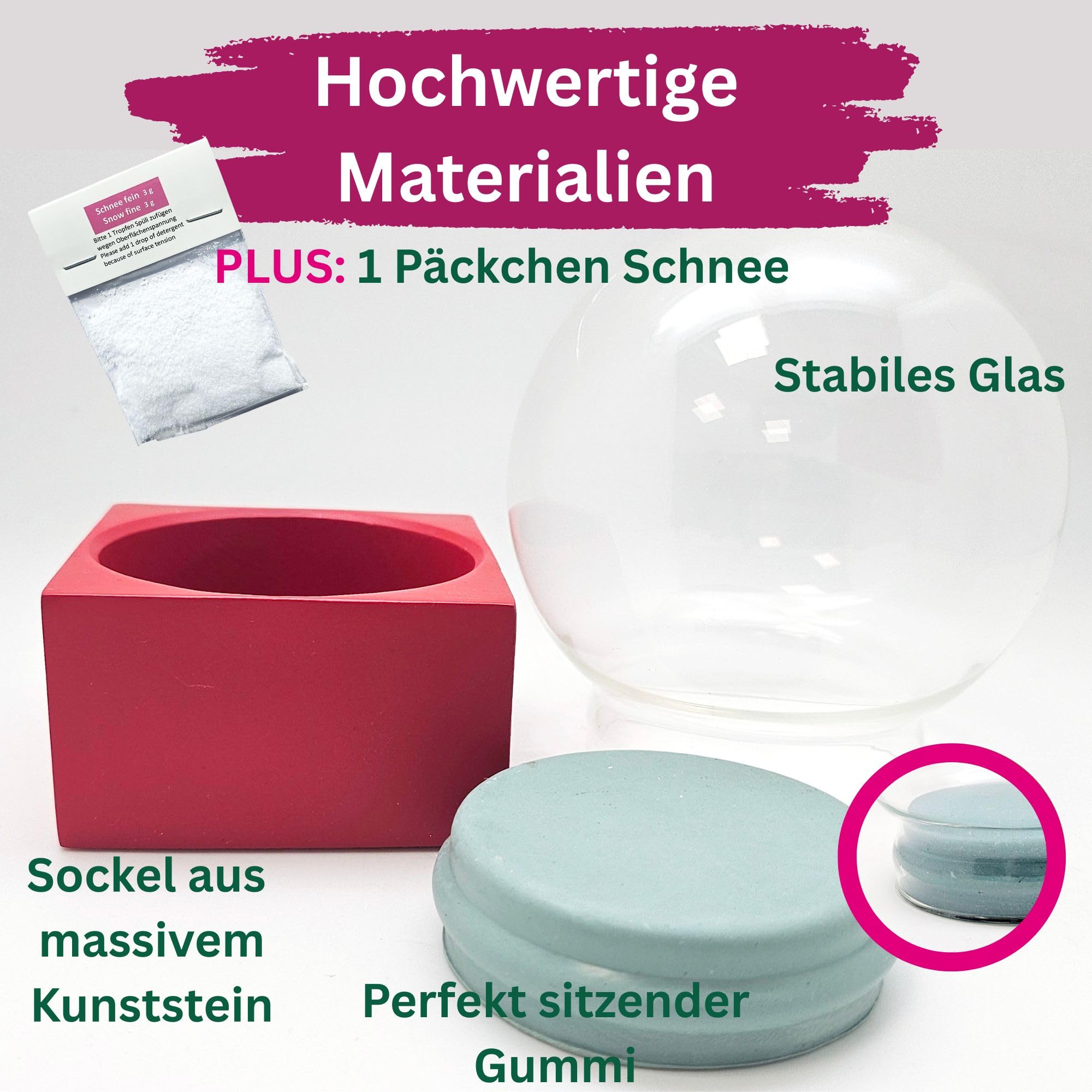 40122 - Kit de bricolage - Boule à neige - Do it Yourself - Avec boule en verre et socle en polyrésine rouge - Hauteur : 12 cm - Largeur : 10 cm - Boule à paillettes à faire soi-même - Pour la