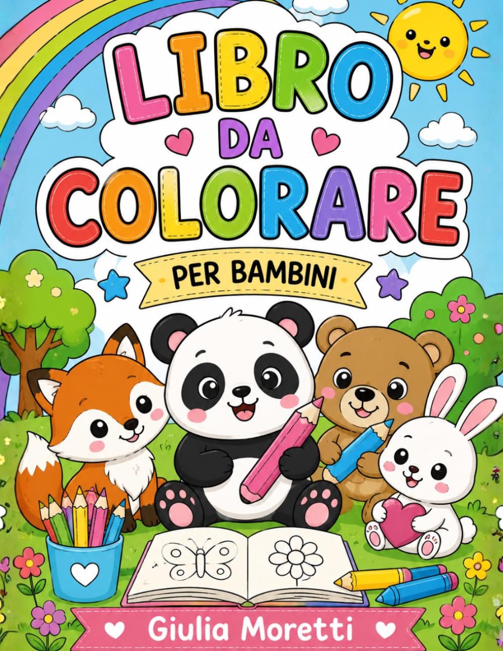 PICCOLI MONDI DA COLORARE: Illustrazioni kawaii in bianco e nero con linee spesse e pulite