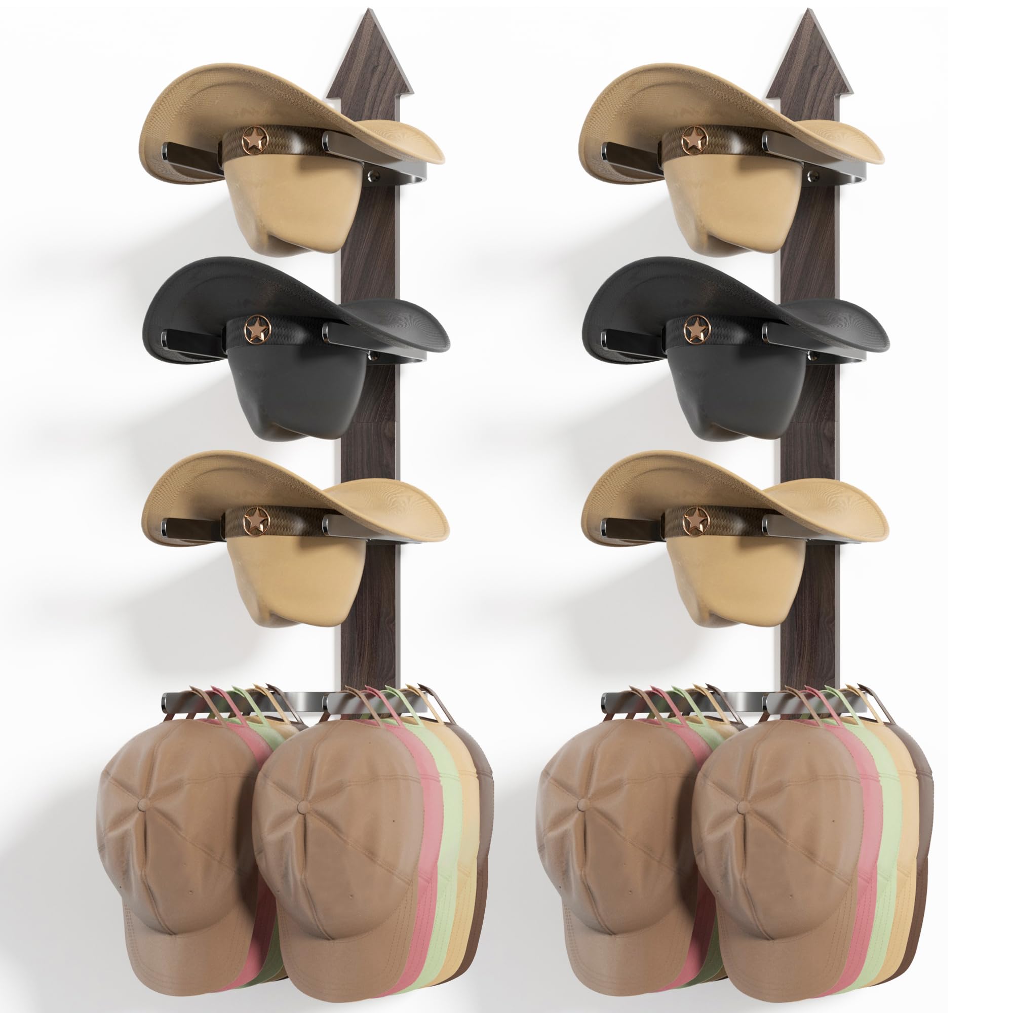 Rangement chapeau cowboy mural en bois pour éviter de les déformer