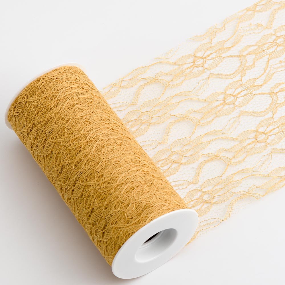 Italian Options, Lace Fabric, 15cm x 10 Metres, Gold