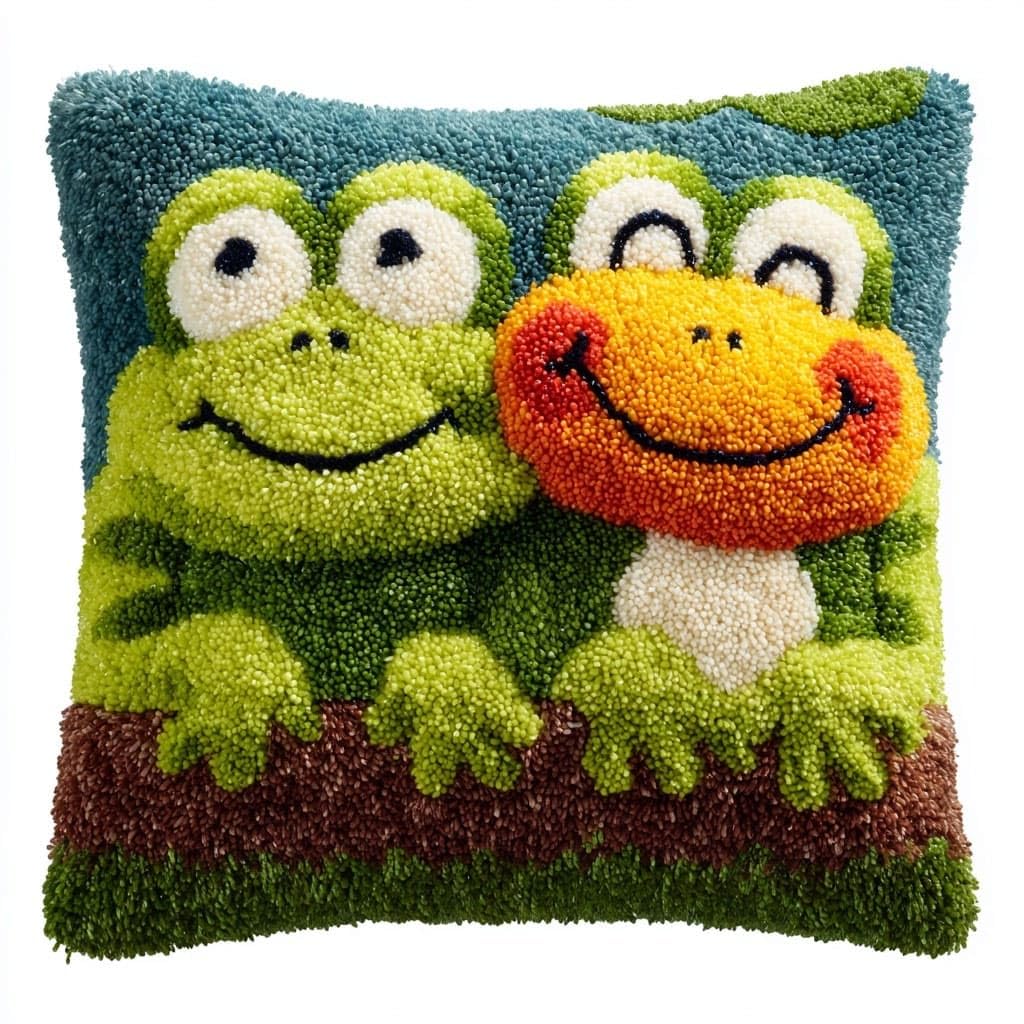 Henypt Latch Hook Cushion Kits for Beginners Frog