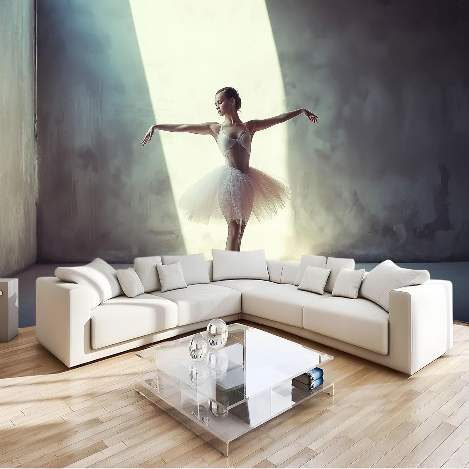 hgjdjhnf Photo Wallpaper Ballerina Wallpaper wall Covering wall Decoration Design Patterned Wallpaper wall Decoration Living Room Bedroom Office Hallway, Grey, 350cm x 256cm