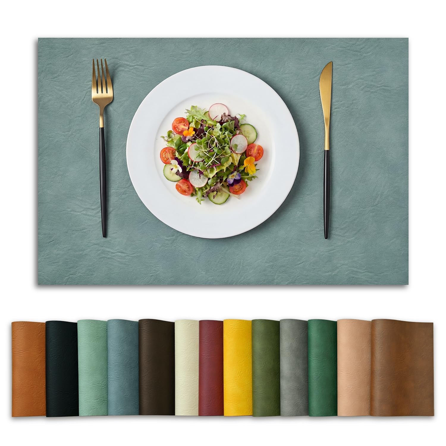 Artoid Mode Blue Faux Leather Winter Placemats 30x45 cm Set of 6