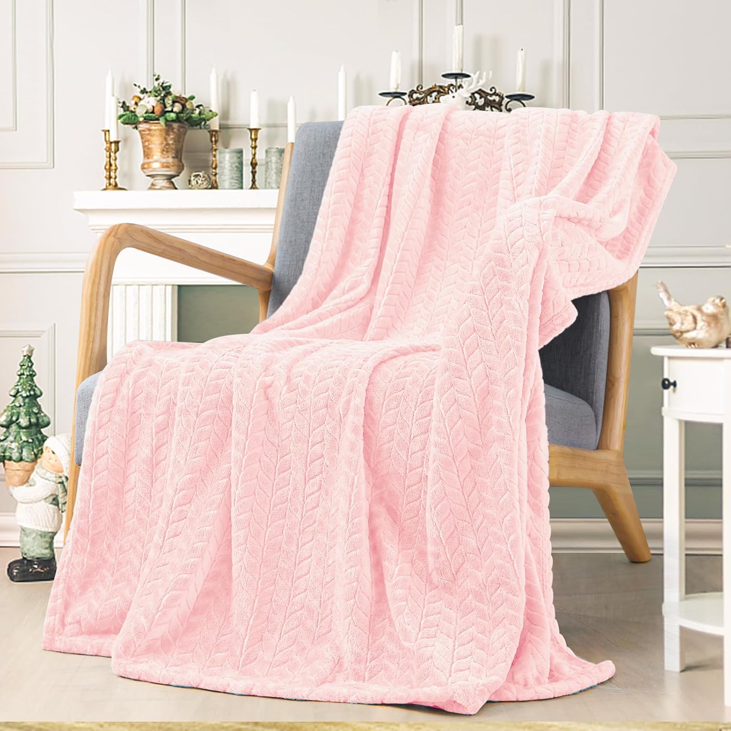 inhand Super Soft Pink Cute Throw Blanket, Cozy Plush Fleece Blanket Throw Size, Washable Lightweight Flannel Blankets Throw for All Season(50”x60”, Baby Pink)