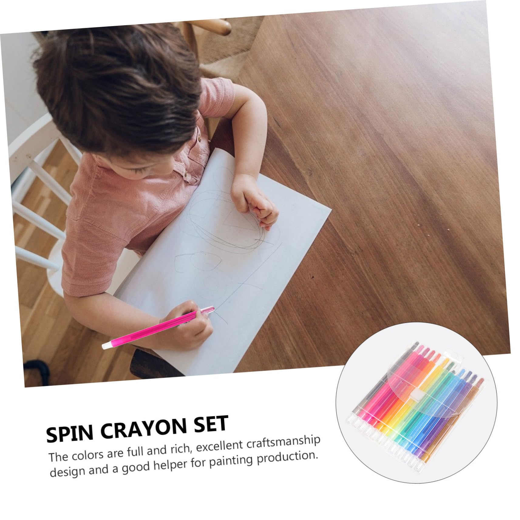 ERINGOGO Kids Drawing Stationery 12 Color Rotating Crayons Kids Art Supplies Easy to Use