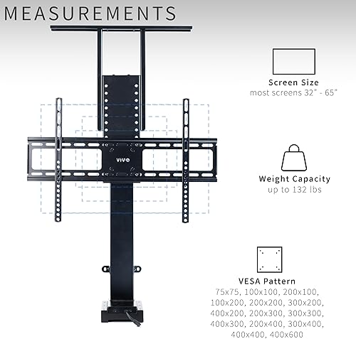 Miniatura 3 de VIVO Soporte de TV motorizado para pantallas de 32 a 65 pulgadas, soporte de elevación vertical con control remoto, soporte de montaje compacto