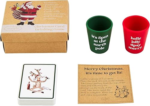 Mud Pie Juego de beber tarjetas de Navidad, rojo