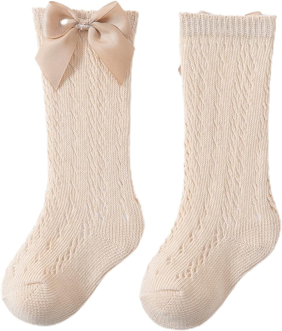 Toptim Kids Girls' Knee High Socks Children's Bows Long Stockings Dress Socks Breathable Mesh 1-6 Years - Image 7